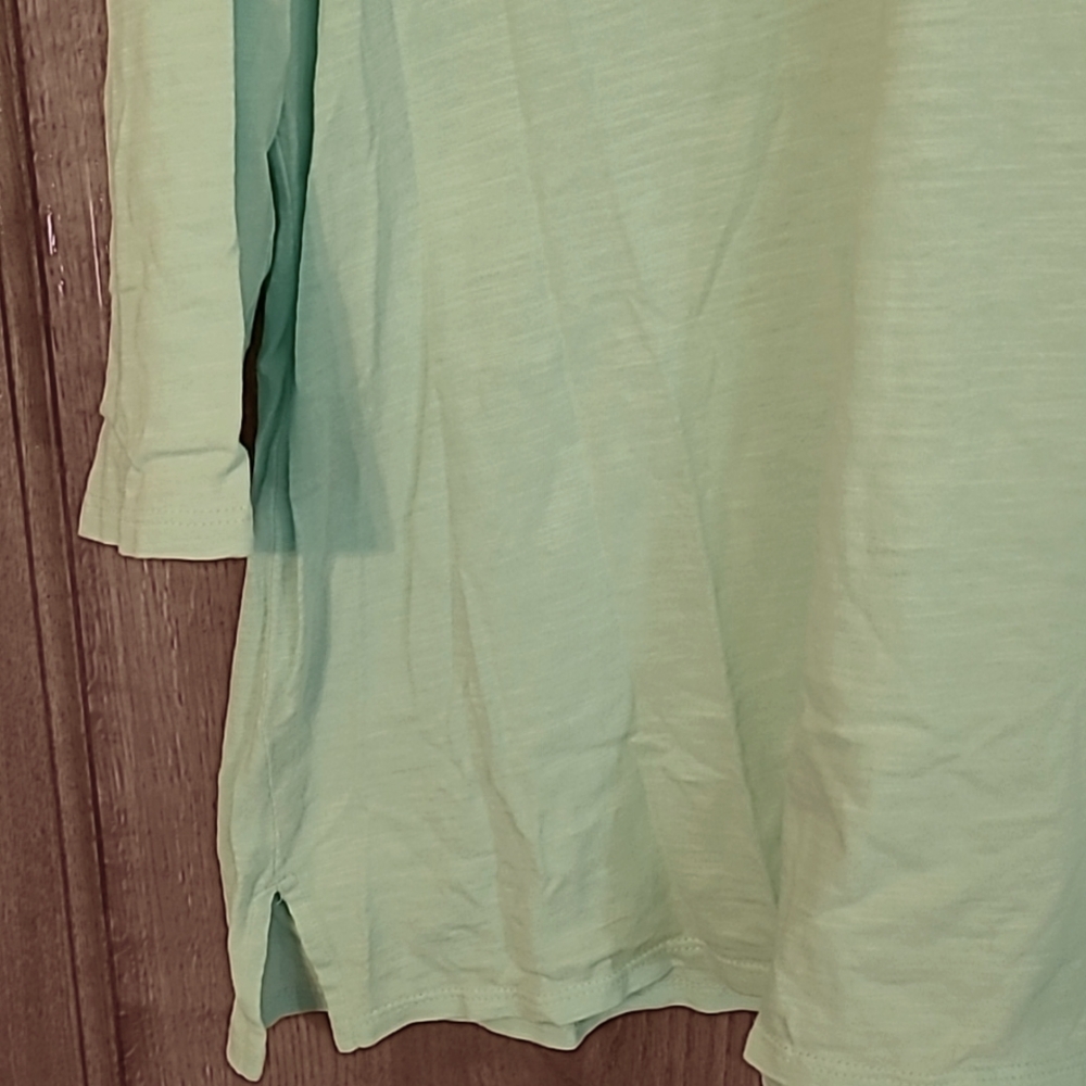 Chico's Women's Light Blue T-Shirt Top With 3/4 Length Sleeves Size 3 - Picture 3 of 4